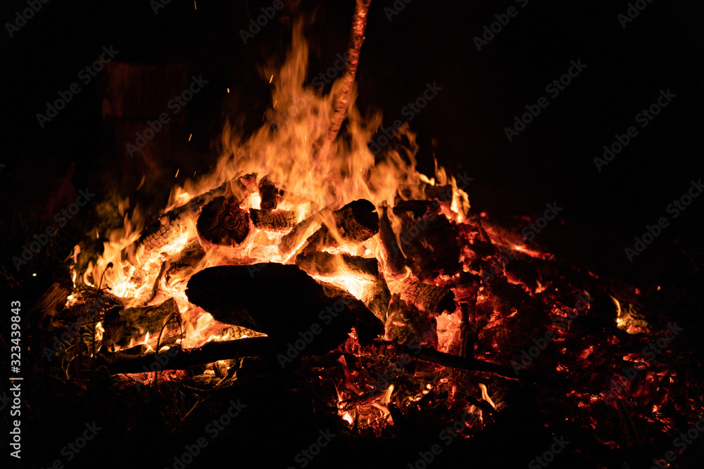 Night campfire with available space at left side. Night campfire with available space at left side.