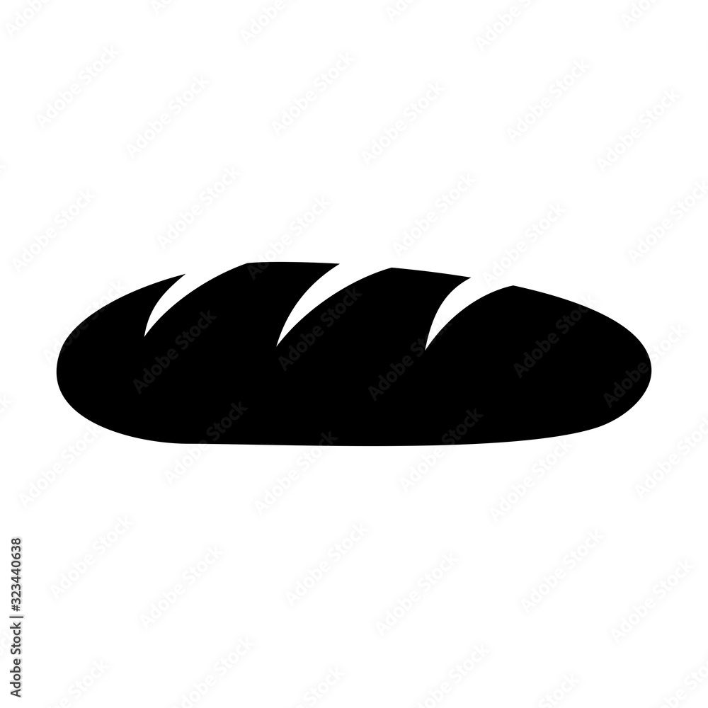 Black Loaf bread icon flat isolated on white background, French baguette. Whole grain healthy bread. Vector illustration Black Loaf bread icon flat isolated on white background, French baguette. Whole grain healthy bread. Vector illustration