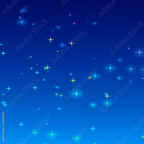 Christmas colorful starry on blue gradient background.