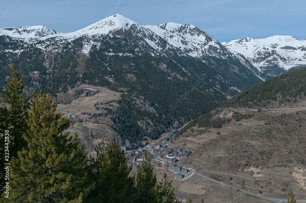 road with houses in the valley of el tarter in andorra