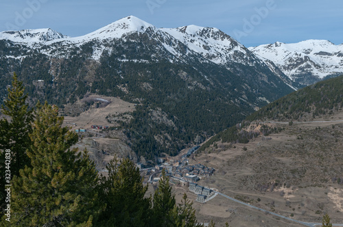 road with houses in the valley of el tarter in andorra