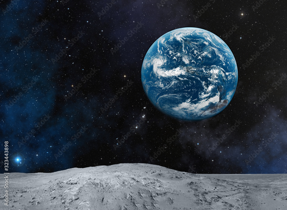 Fototapeta premium Planet Earth from Moon. Space wallpaper.