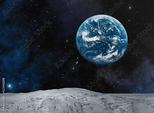 Fototapeta Naklejka Na Ścianę i Meble -  Planet Earth from Moon. Space wallpaper.