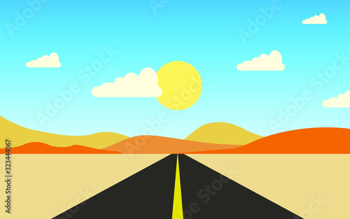 long road in the desert with clear sky