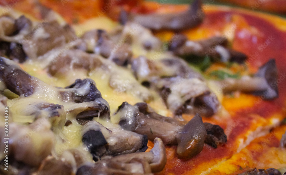 Delicious And Fresh Homemade Pizza With Mushrooms Delicious And Fresh Homemade Pizza With Mushrooms
