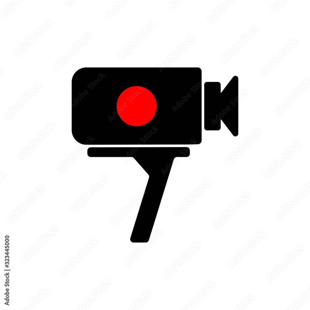 Video camera icon in a trendy flat design