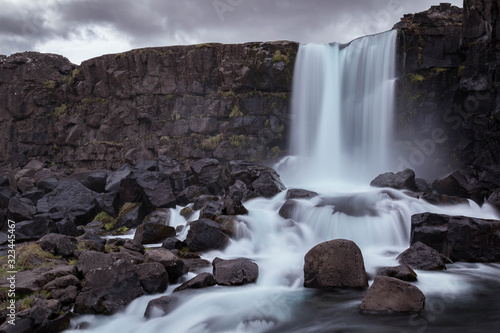 Waterfall Oxararfoss in Iceland thingvellir national park