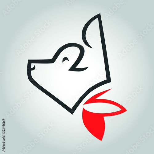 Dog head with a bandanna symbol. Design element