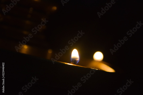 Light lamp in black background, Hindu religion lamp, Deepam in black background