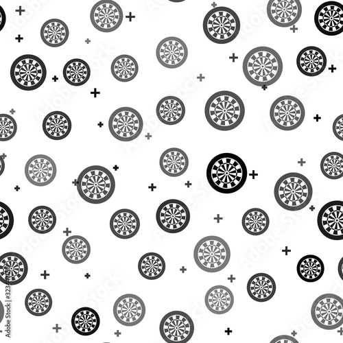 Black Classic darts board with twenty black and white sectors icon isolated seamless pattern on white background. Dart board sign. Dartboard sign. Game concept. Vector Illustration