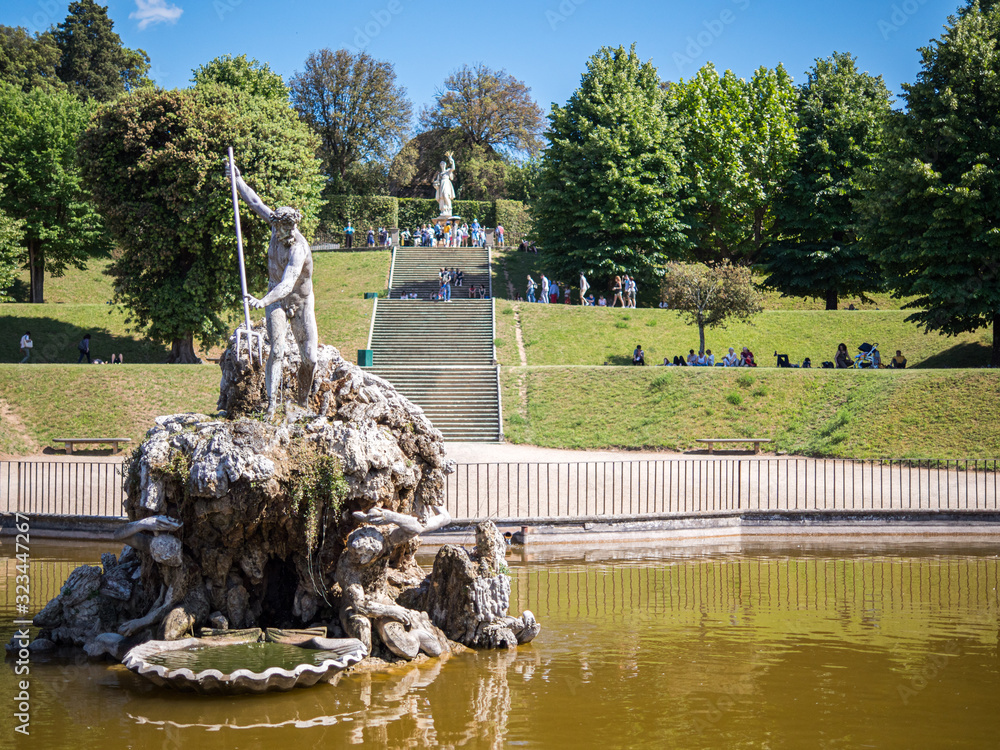 Views of the Fountain of Neptune in the Boboli Gardens