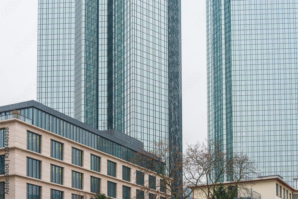 Frankfurt, Germany - January 22, 2019: Commercial finance building in Frankfurt, Germany. Frankfurt, Germany - January 22, 2019: Commercial finance building in Frankfurt, Germany.