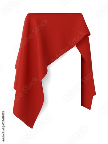Red fabric covering a blank template vector illustration