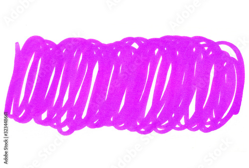 Abstract bright purple hand drawn texture on white