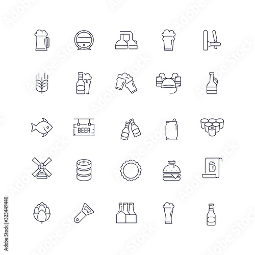  Line icons set. Beer pack. Vector illustration