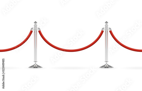 Seamless barriers line with red rope on silver stanchions