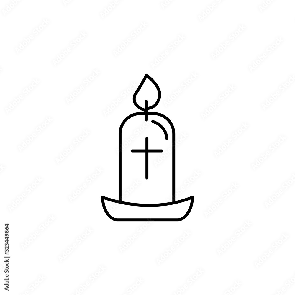 candle, cross, easter line icon on white background candle, cross, easter line icon on white background