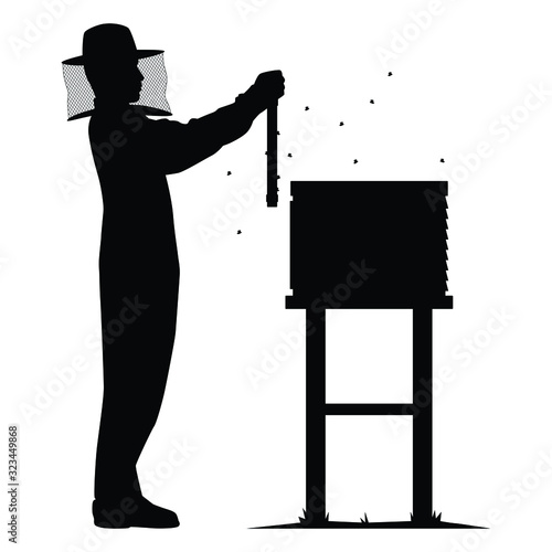 Beekeeper silhouette vector on white