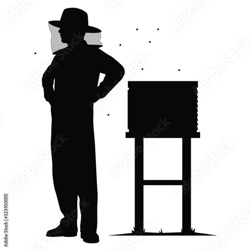 Beekeeper silhouette vector on white