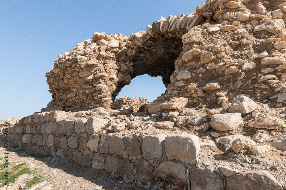 The  uninhabited abandoned ruins of the Templar Fortress Malduam in Samaria in Israel