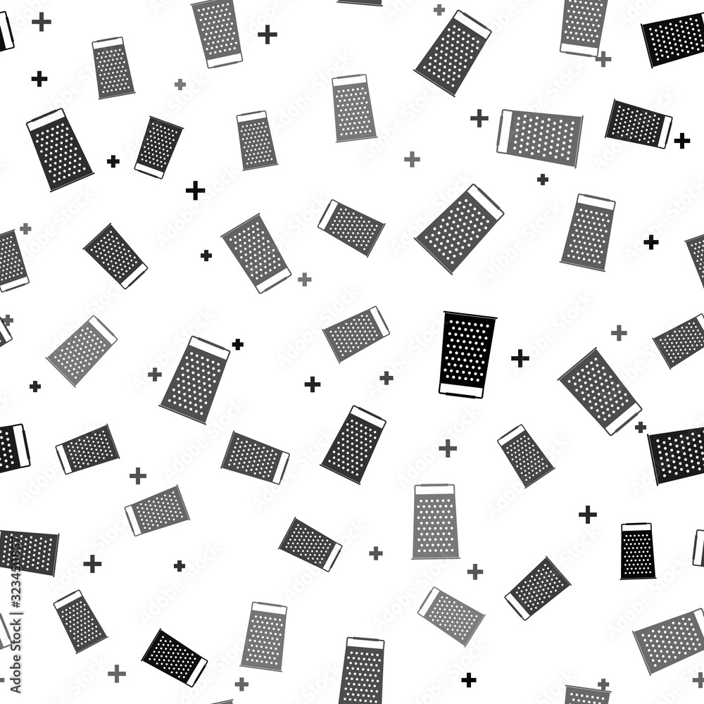 Black Grater icon isolated seamless pattern on white background. Kitchen symbol. Vector Illustration
