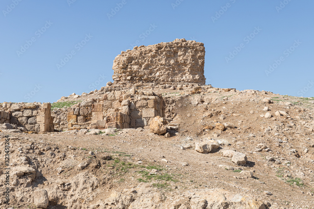 The  uninhabited abandoned ruins of the Templar Fortress Malduam in Samaria in Israel