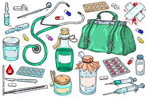 vector illustration of set of medical icon