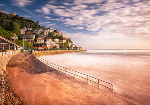 Nice beach with houses in San Sebastian, Spain