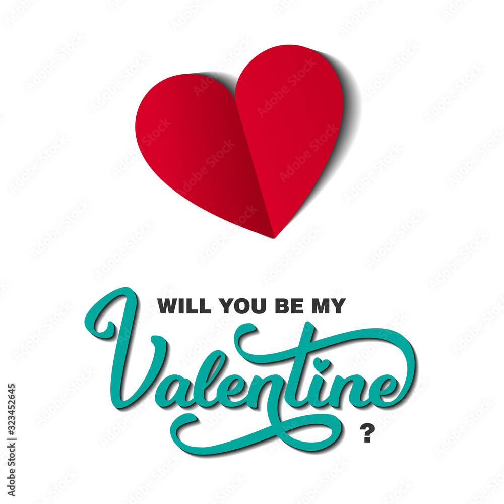 Will You Be My Valentine Card with Text and Hearts