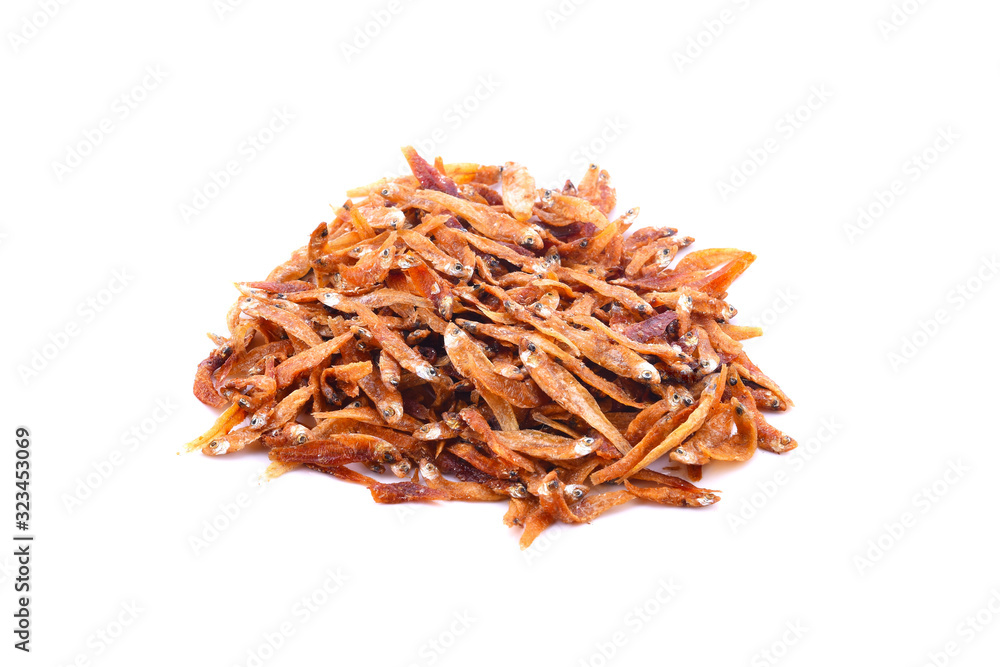 Fried fish on white background Fried fish on white background