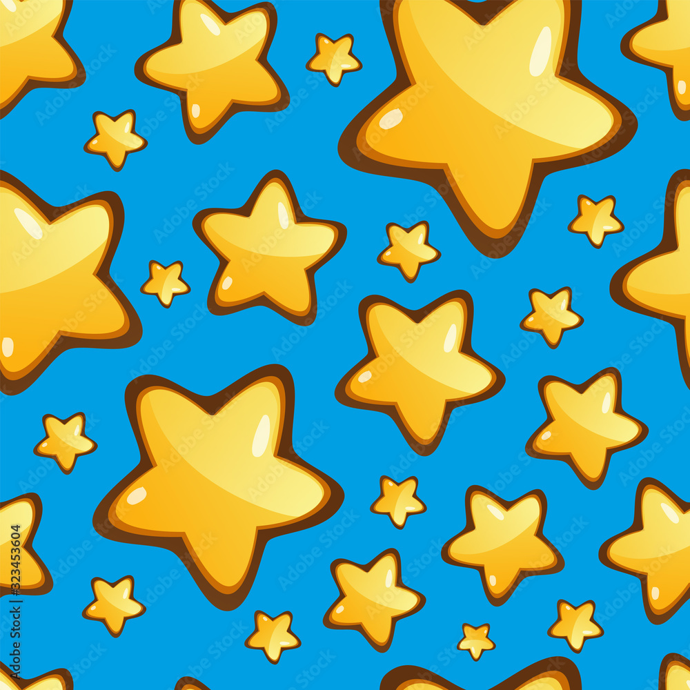 Vector seamless pattern with yellow stars in cartoon, childish style. Vector seamless pattern with yellow stars in cartoon, childish style.