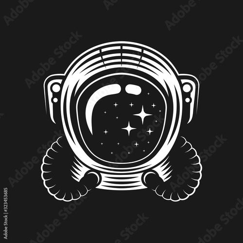 Helmet of astronaut vector illustration on black