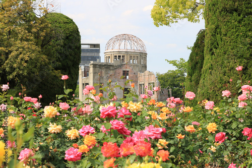 Hiroshima Peace memorial park with Rose garden