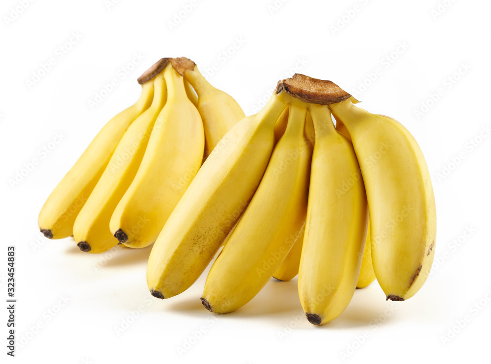 Fresh baby banana isolated on white background.