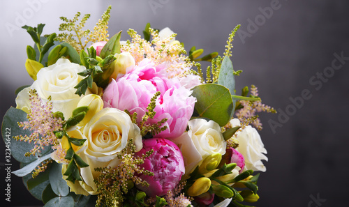 Canvas Composition with bouquet of freshly cut flowers
