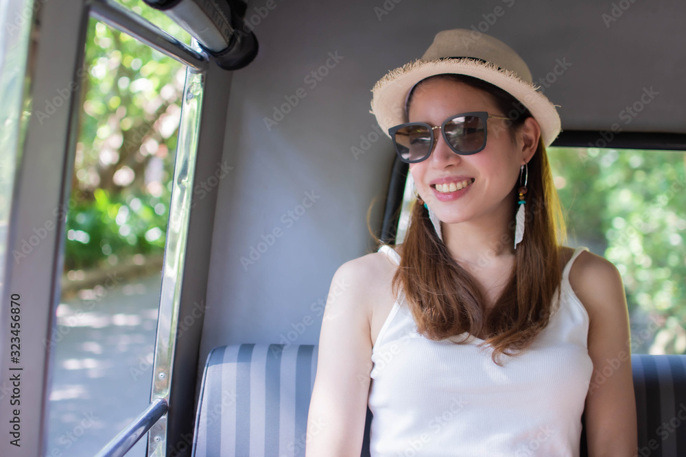 An asian beautiful woman wearing hat and casual dress An asian beautiful woman wearing hat and casual dress