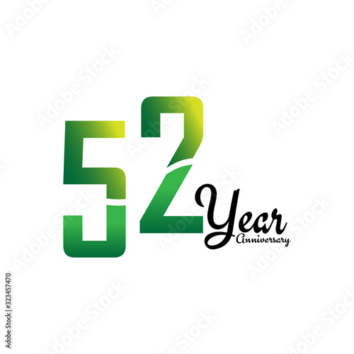 52 Years Anniversary Celebration Logo Vector Template Design Illustration