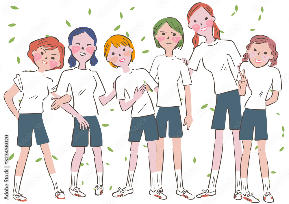 Obraz premium 集う女子学生 体操服