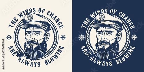 Vintage monochrome marine label