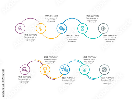 Presentation business infographic template with 3, 4, 5, 6 options. Vector illustration.