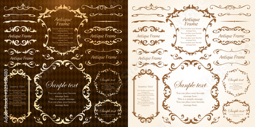 ウエディングデコレーション　デザイン素材セット　ビンテージ　フレーム　高級感　アンティーク