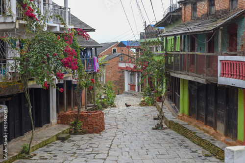 The pedestrian zone in the center of Bandipur village on Nepal photo