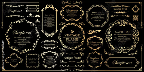 ウエディングデコレーション　デザイン素材セット　ビンテージ　フレーム　高級感　アンティーク