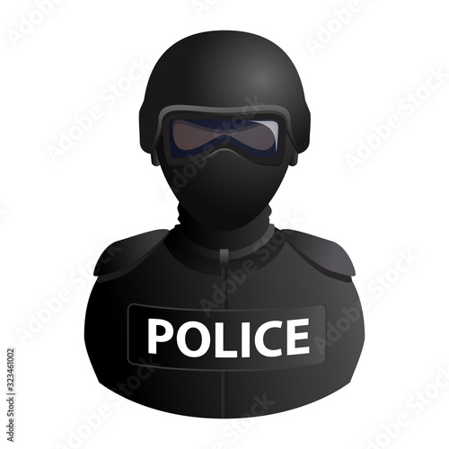 Police specail forces avatar in a mask with glasses icon isolated on white background. Vector illustration