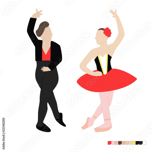 Ballet Dancer, Ballerina Vector Illustration, Don Quixote Pas de Deux