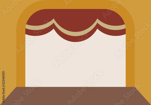 Opera House Theatre Stage, Open Red Curtain