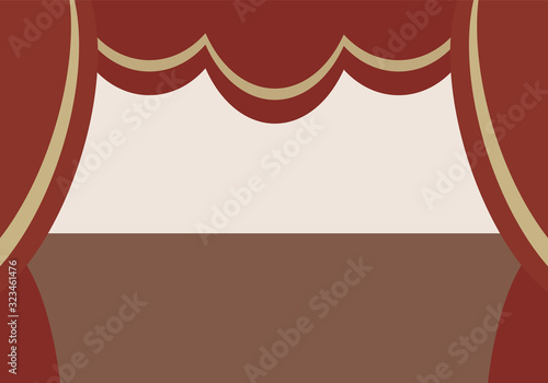 Opera House Theatre Stage, Open Red Curtain