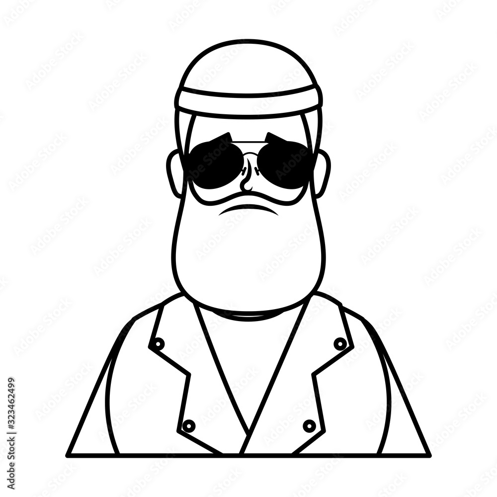motorcyclist man with beard avatar character