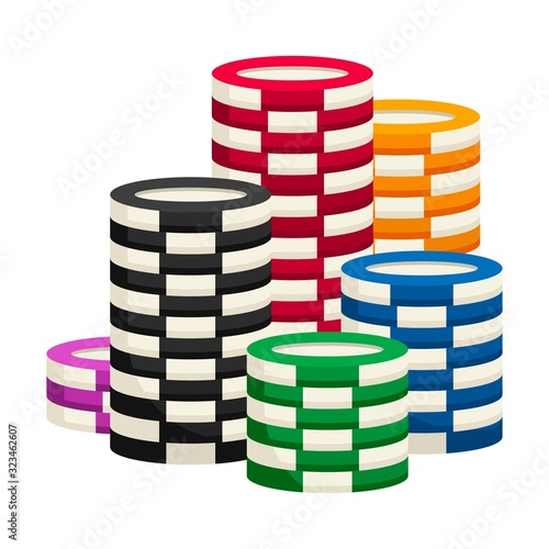 Stack chips casino isolated on a white background. Vector illustration