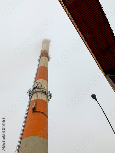 View on industrial chimney from bottom